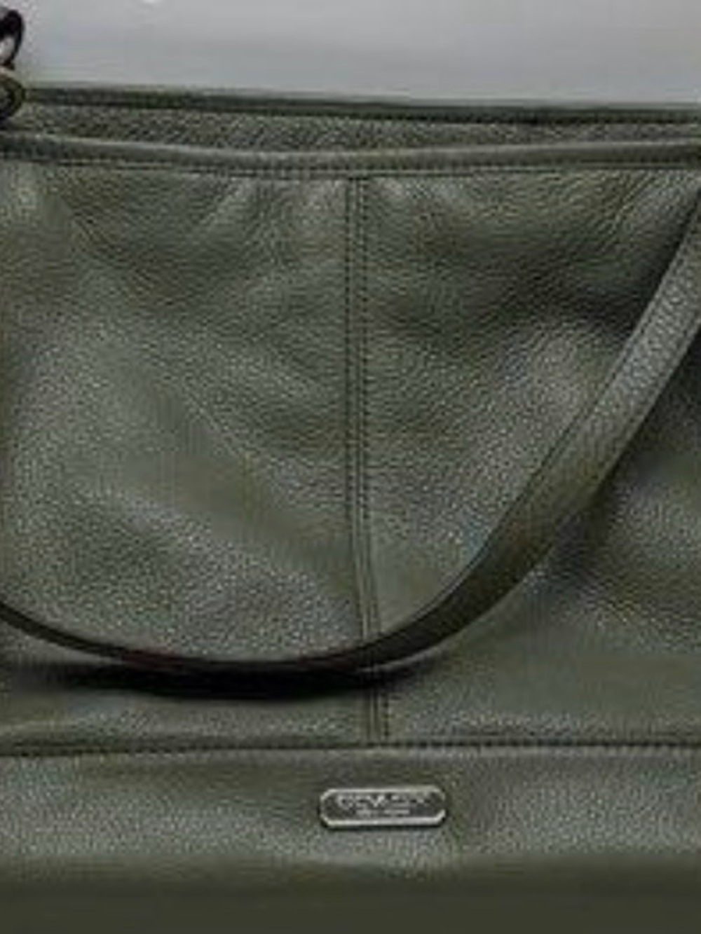 COACH Olive Green Pebbled Leather Tote